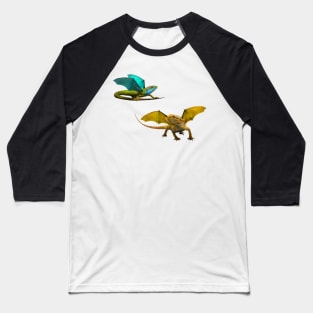 Yellow and Blue Dragon Baseball T-Shirt